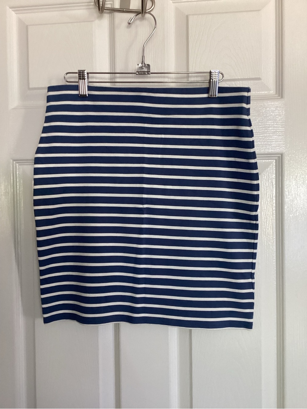 LOFT Navy & White Striped Pencil Skirt